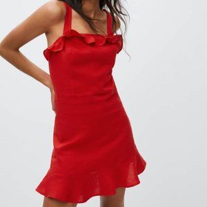Mango Red Ruffle Mini Dress